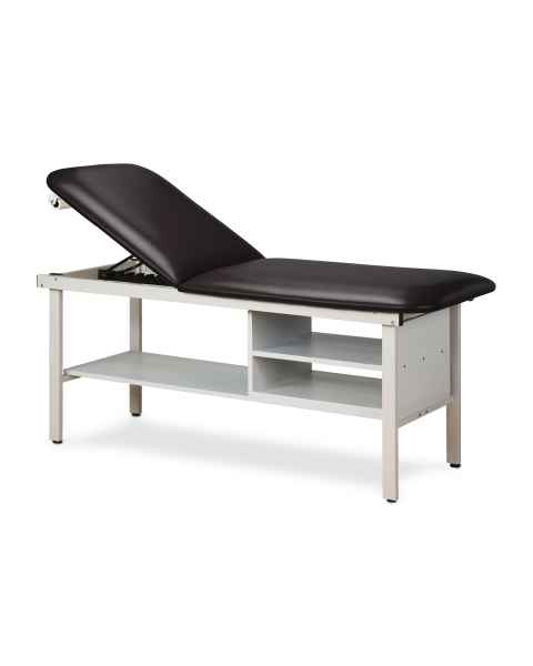 Clinton 3030-E Alpha Express Treatment Table with Adjustable Backrest and Shelving - Black (Paper Roll is Not Included)