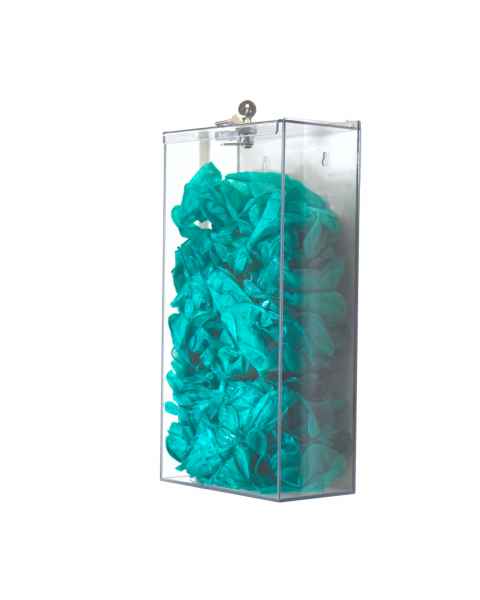 OmniMed 305324 Acrylic Top-Open Locking Bulk Mask & Glove Dispenser - Side View