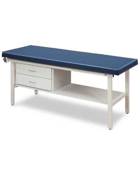 Clinton Flat Top Alpha-S Series Straight Line Treatment Table with Shelf & 2 Drawers - 30" Width