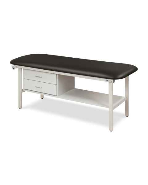 Clinton 3130-E Alpha Express Treatment Table with Flat Top and Drawers - Black (Paper Roll is Not Included)