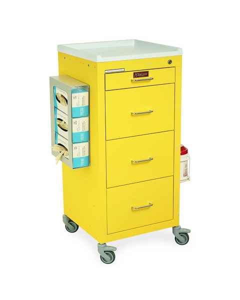 Harloff 3154KQ-PPE Mini Line Tall Isolation Cart Four Drawer with Key Lock, PPE Package - Quick Ship