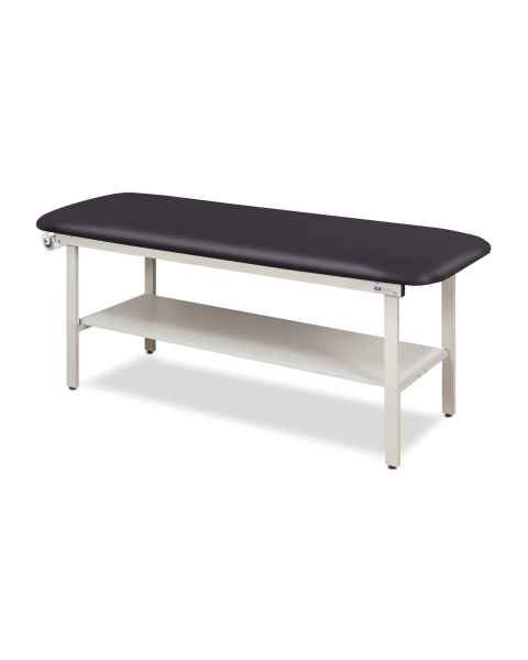 Clinton 3200-E Alpha Express Treatment Table with Flat Top and Full Shelf - Black (Paper Roll is Not Included)