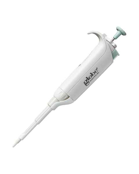 Globe Scientific 3361-1 Diamond™ PosiStop™ Single Channel Pipettor with Adjustable Volume - 0.1-2.5 uL, Red Plunger