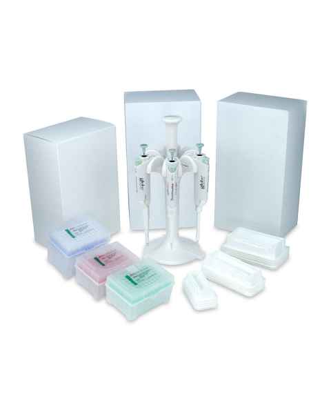 Globe Scientific Diamond™ PosiStop™ Single Channel Pipettor with Adjustable Volume Starter Pack