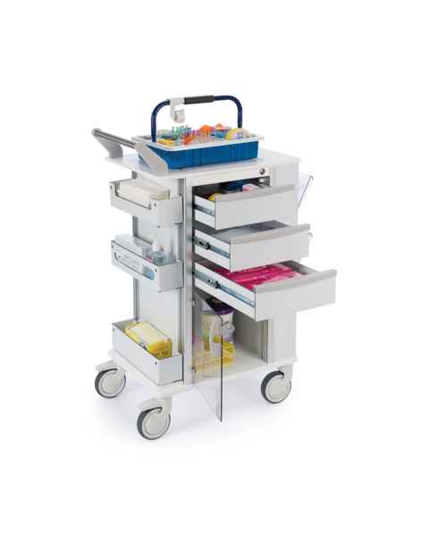 OmniMed 351008 Ergo Phlebotomy Cart with 3 Drawers and Centralized Key Lock (Supplies are Not Included)