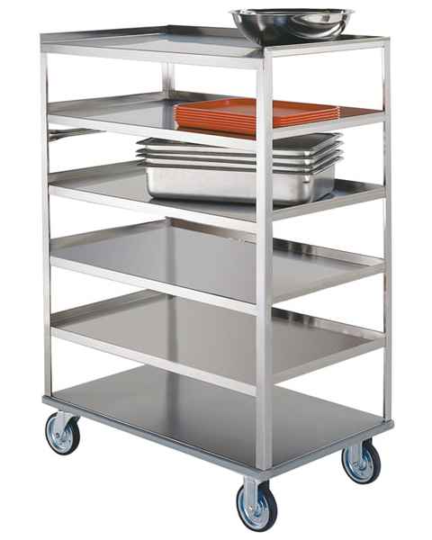 Lakeside SS Medium Duty Multi-Shelf Carts - All Edges Down - Perimeter Bumper (6-Shelf)