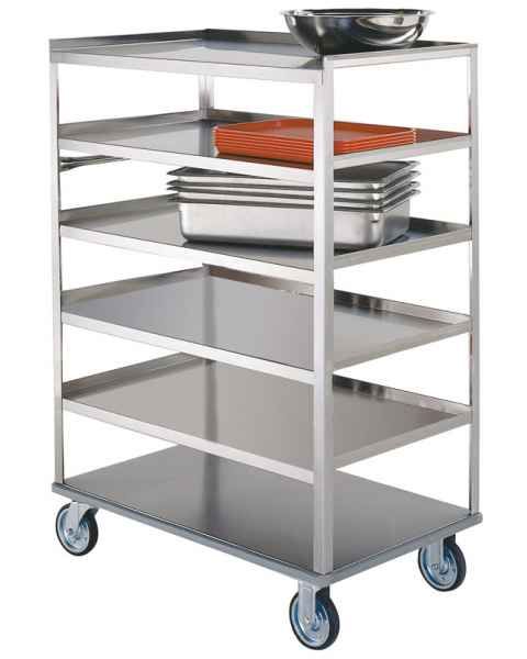 Lakeside SS Medium Duty Multi-Shelf Carts - 3 Edges Up 1 Down - Perimeter Bumper