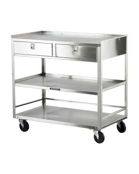 Lakeside Stainless Steel Utility Table with 2 Drawers and 3 Shelves