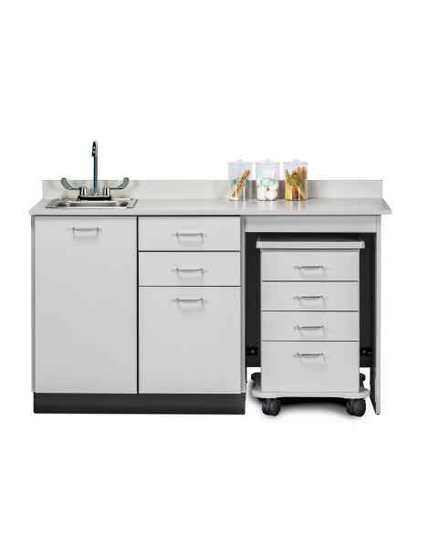 Clinton 48060R Classic Laminate 60" Wide Cart-Mate Cabinet with Right Side 4-Drawer Cart in Gray Finish. NOTE: Supplies and Optional Sink Model 022 are NOT included.