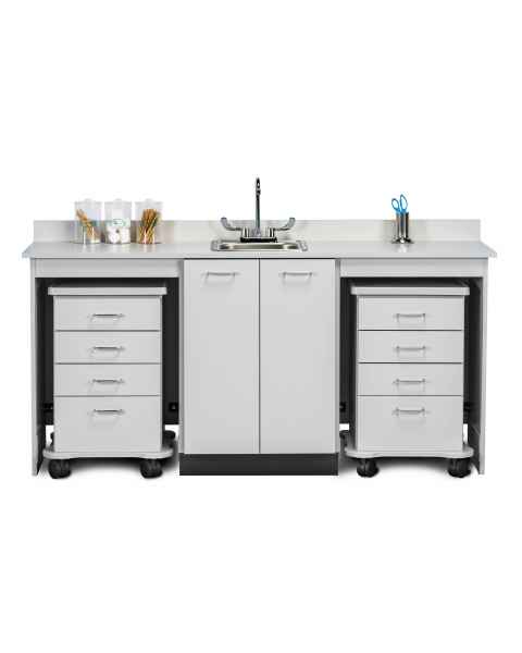 Clinton 48072D Classic Laminate 72" Wide Cart-Mate Cabinet with Dual 4-Drawer Carts in Gray Finish. NOTE: Supplies and Optional Sink Model 022 are NOT included.