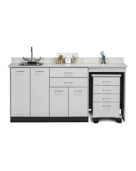 Clinton 48072R Classic Laminate 72" Wide Cart-Mate Cabinet with Right Side 4-Drawer Cart in Gray Finish. NOTE: Supplies and Optional Sink Model 022 are NOT included.