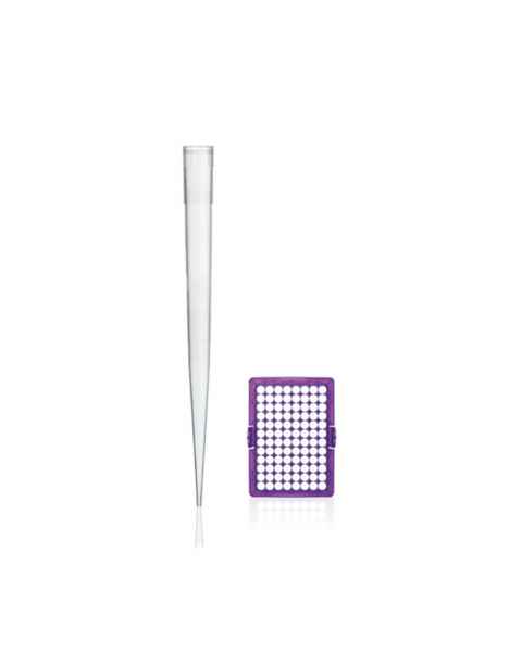 BrandTech 102 mm Polypropylene Pipette Tips, 50 - 1250 µL XL - Purple Color-Code Tip-Tray