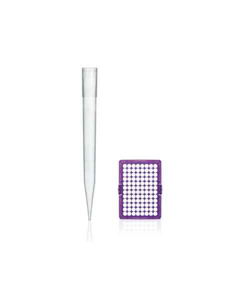 BrandTech 86 mm Polypropylene Pipette Tips, 50 - 1250 µL - Purple Color-Code Tip-Tray