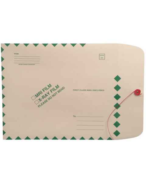 11" x 13" Open End X-Ray Film Mailer - Manila String & Button - Green Diamond Border