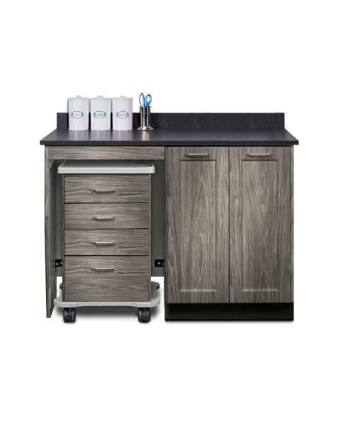 Clinton 58048L Fashion Finish 48" Wide Cart-Mate Cabinet with Left Side 4-Drawer Cart in Metropolis Gray Color and Graphite Talc Countertop (Sundry Jars Sold Separately; Organizer Holder and Scissors NOT Included)
