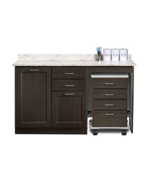 Clinton 58060R Fashion Finish 60" Wide Cart-Mate Cabinet with Right Side 4-Drawer Cart in Twilight Color and Classic Marble Countertop (Organizer Holder and Scissors NOT Included; Sundry Jars Sold Separately)