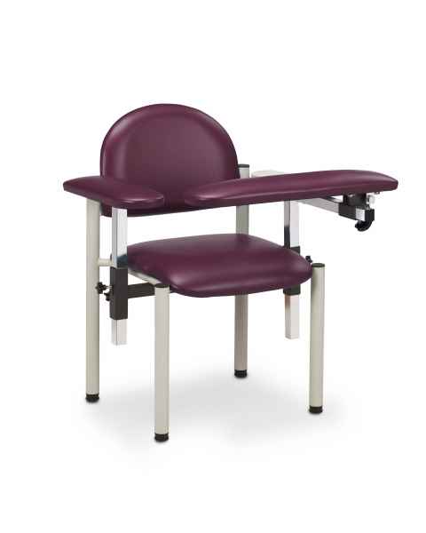 Clinton Model 6050-U SC Series Padded Blood Drawing Chair with Padded Arms - Burgundy Upholstery