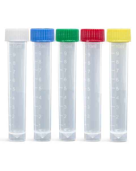 10mL Transport Tubes - Polypropylene Self-Standing Conical Bottom with Polyethylene Screw Cap