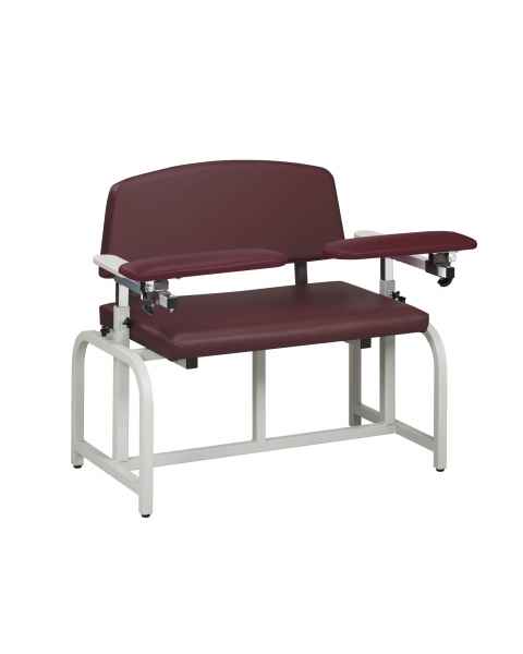 Clinton 66000B Lab X Series Bariatric Blood Drawing Chair with Padded Arms - Burgundy