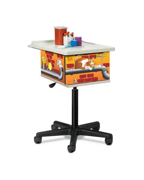 Clinton Alley Cats & Dogs Graphics Pediatric Phlebotomy Cart Model 67237 (Items pictured on top NOT included).