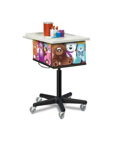 Clinton 67256 Pediatric Phlebotomy Cart - Totally Teddy Graphics (Items pictured on top not included)