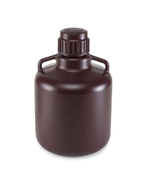 Globe Scientific 7240010AM Diamond® RealSeal™ Amber HDPE Round Carboy with Handles - 10 Liter