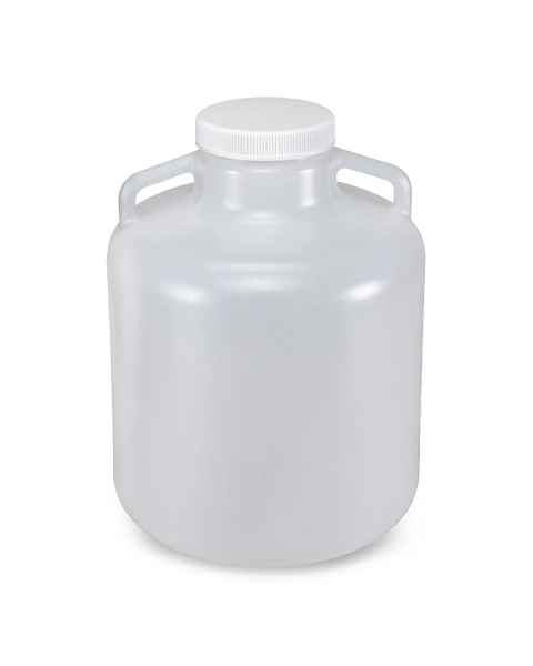 Globe Scientific 7260010 Diamond® RealSeal™ Wide Mouth, LDPE Round Carboy with Handles - 10 Liter
