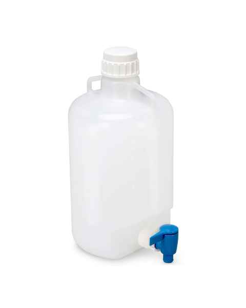 Globe Scientific 7270005 Diamond® RealSeal™ LDPE Round Carboy with Handles and Spigot - 5 Liter