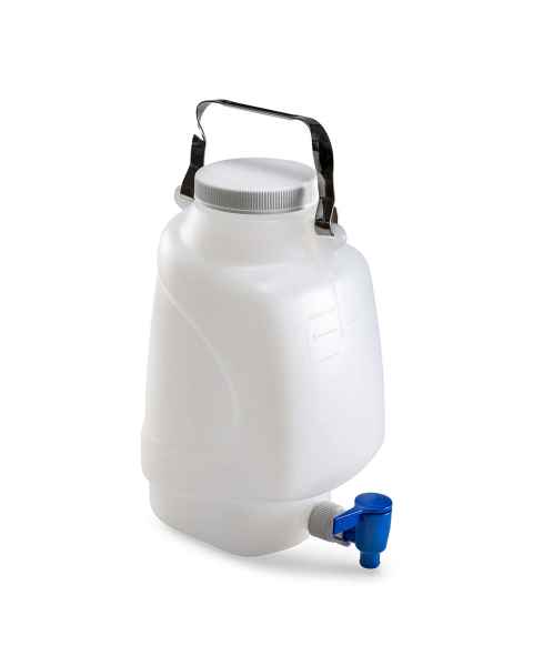 Globe Scientific 730005 Diamond® RealSeal™ PP Rectangular Carboy with Handle and Spigot - 5 Liter