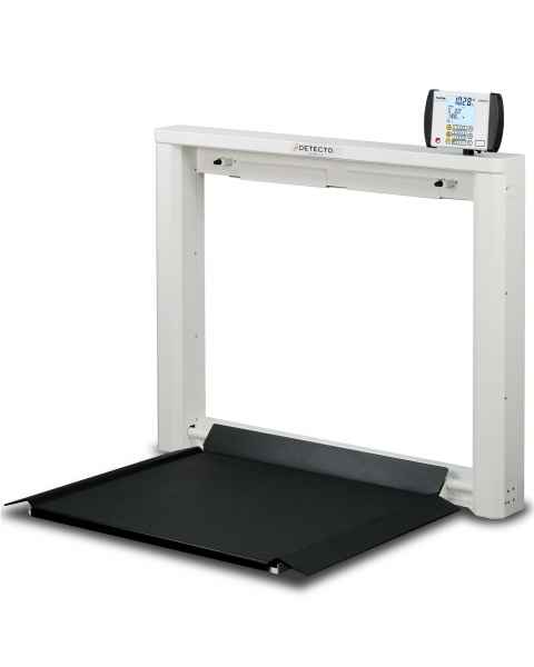 Detecto 7550 Wall Mount Fold-Down Platform Digital Wheelchair Scale 1000 lb Capacity