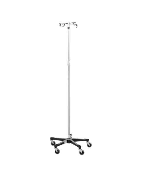 Blickman Model 7792 Stainless Steel IV Stand with 5-Leg, Twist Lock, & 2-Hook
