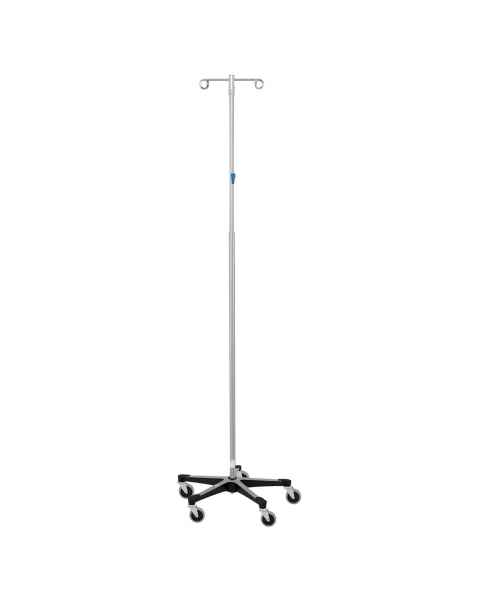 Blickman Stainless Steel IV Stand with 5-Leg & Automatic Thumb Control