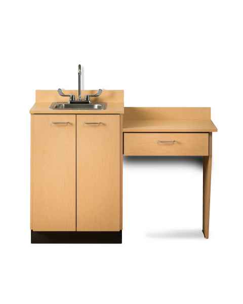 Clinton 8024-99 Classic Laminate 24" Wide Base Cabinet with 2 Doors, Sink and 1-Drawer Desk, Maple