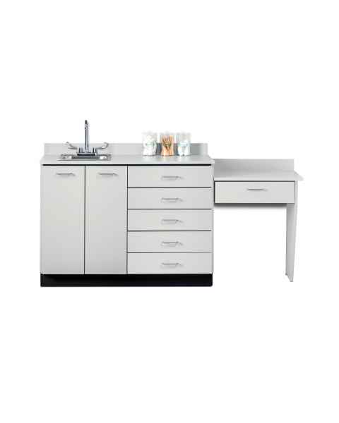 Clinton 8048-99 Gray Laminate 48" Wide Base Cabinet with 2 Doors, 5 Drawers, Sink and 1-Drawer Desk