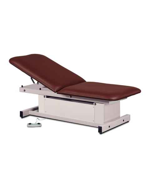 Clinton 87200 Power-Glide™ Hi-Lo Treatment Table with Adjustable Backrest, Burgundy Upholstery