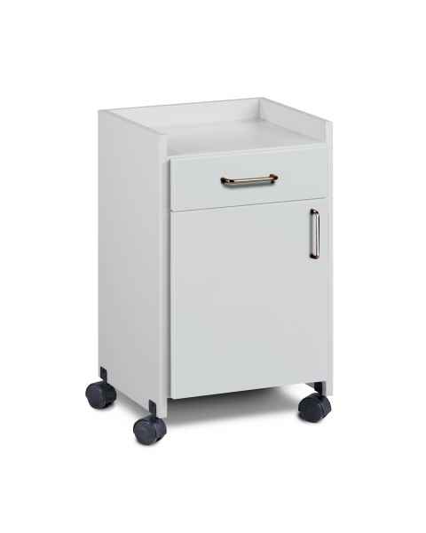 Clinton 8720 Mobile Bedside Cabinet with 1 Door and 1 Drawer - Gray 1GR