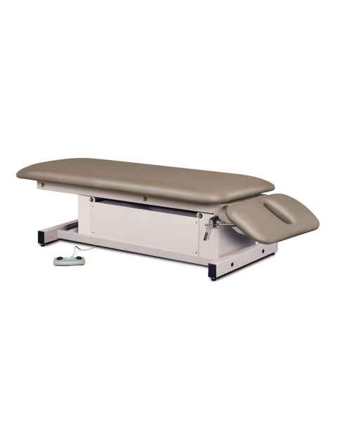 Clinton 87220 Power-Glide™ Hi-Lo Treatment Table with Flat Top and Drop Section, Warm Gray Upholstery