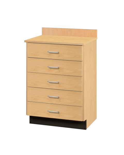 Clinton 8805 Treatment Cabinet with 5 Drawers - Maple Countertop and Cabinet