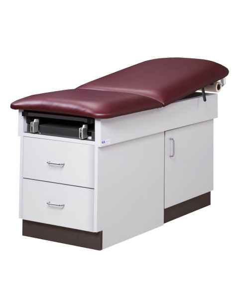Clinton Model 8870 Family Practice Table Exam Table. Color shown with a Gray Laminate Base with Burgundy Upholstery Top.