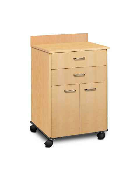 Clinton 8922 Mobile Treatment Cabinet with 2 Drawers and 2 Doors - Maple Countertop and Base