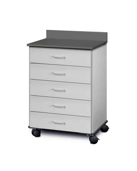 Clinton 8950 Mobile Treatment Cabinet with 5 Drawers - Slate Gray Countertop and Gray Cabinet