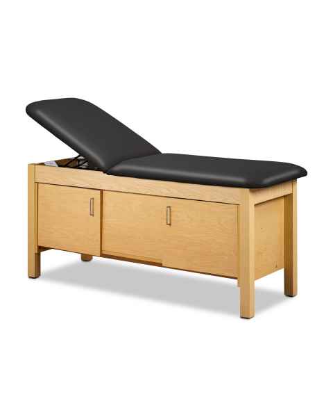 Clinton Classic-Value Cabinet Style Treatment Table with Four Door - Black Upholstery and Maple Laminate