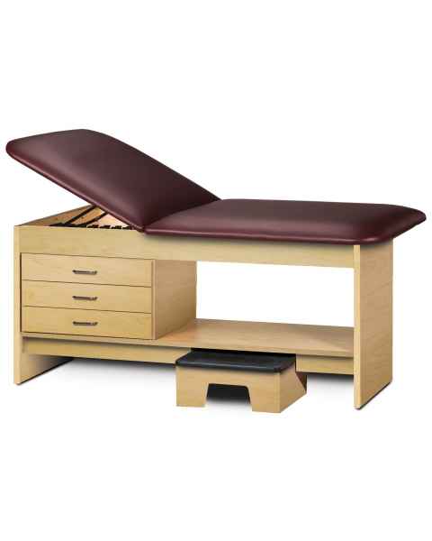 Clinton Model 9133 Treatment Table with Adjustable Backrest, Shelf, 3 Drawers & Stool