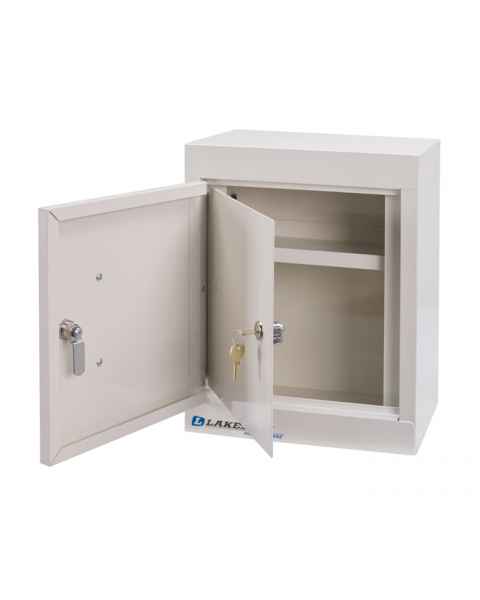 Lakeside Narcotic Cabinet -w/ Handle, One Shelf, Double Door, Double Lock - 15" H x 12" L x 8" W