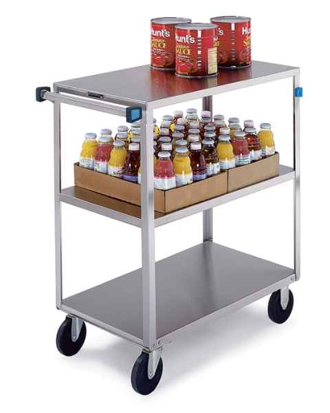 Lakeside SS Medium Duty Multi-Shelf Cart - All Edges Down - Front Leg Bumper - 3 Shelves