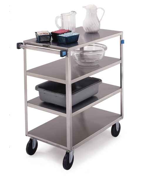 Lakeside 353 SS Medium Duty 4-Shelf Cart Edges Down Front Leg Bumper