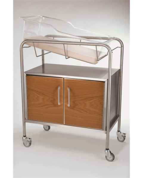 Stainless Steel Bassinet with Wood Front 2-Door Cabinet