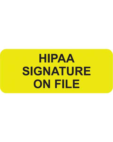 HIPAA SIGNATURE ON FILE Label - Size 2 1/4"W x 7/8"H