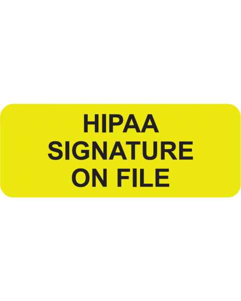 HIPAA SIGNATURE ON FILE Label - Size 2 1/4"W x 7/8"H