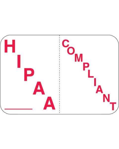 HIPAA COMPLIANT Label - Size 1 1/2"W x 1"H